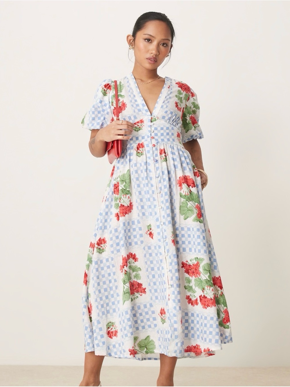 Nobody’s Child Starlight Gingham Floral Midaxi Dress